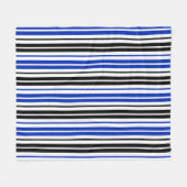 Blau Schwarz Weiß Streifen Muster Design Fleecedecke (Vorderseite (Horizontal))