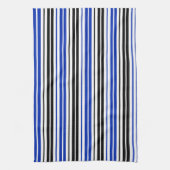 Blau Schwarz Weiß Streifen Muster Design Geschirrtuch (Vertikal)