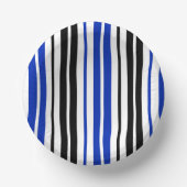 Blau Schwarz Weiß Streifen Muster Design Pappteller (Vorderseite)