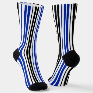 Blau Schwarz Weiß Streifen Muster Design  Socken