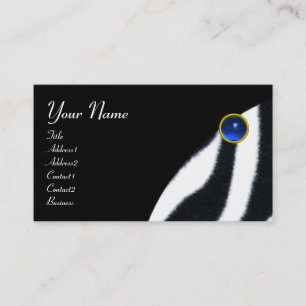 BLAU SCHWARZ WEISS ZEBRAFELL-MONOGRAMM ,Saphir Visitenkarte