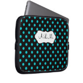 Blau, schwarz, weiße Polka-Punkte Laptop-Sieb Laptopschutzhülle (Vorne Rechts)