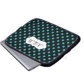 Blau, schwarz, weiße Polka-Punkte Laptop-Sieb Laptopschutzhülle (Vorne Knopf)