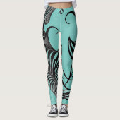 Blau-schwarze Orca Streifen Leggings (Vorderseite)