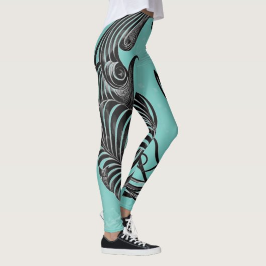Blau-schwarze Orca Streifen Leggings (Rechts)