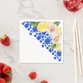 Blau-schwarze Sommerfliesen und Zitronen Serviette (Beispiel)