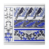 blau-schwarze Vögel fischen nach Schmetterlingskun Fliese (Vorderseite)