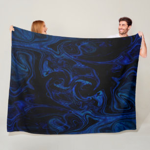 Blau Schwarze Wirbel Abstrakte Rauchige Kühle Fleecedecke
