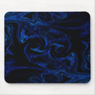 Blau Schwarze Wirbel Abstrakte Rauchige Kühle Mousepad