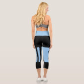 Blau, Schwarzer Ozean und Sterne Harlequin Design Capri Leggings (Rückseite)