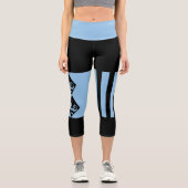 Blau, Schwarzer Ozean und Sterne Harlequin Design Capri Leggings (Vorderseite)