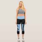 Blau, Schwarzer Ozean und Sterne Harlequin Design Capri Leggings (Vorderseite)
