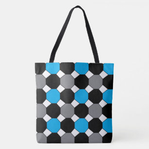 Blau Schwarzes geometrisches Muster Tasche