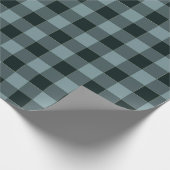 Blau-schwarzes Gingham-Karomuster Geschenkpapier (Ecke)