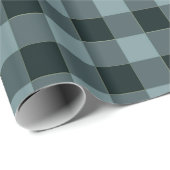 Blau-schwarzes Gingham-Karomuster Geschenkpapier (Rolleneckpunkt)