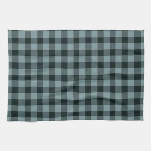 Blau-schwarzes Gingham-Karomuster Geschirrtuch