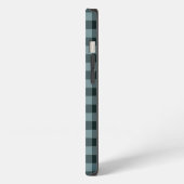 Blau-schwarzes Gingham-Karomuster iPhone Hülle (Linke Seite)