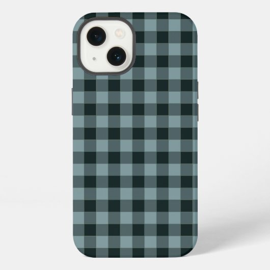 Blau-schwarzes Gingham-Karomuster iPhone Hülle (Rückseite)