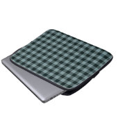 Blau-schwarzes Gingham-Karomuster Laptopschutzhülle (Vorne Knopf)