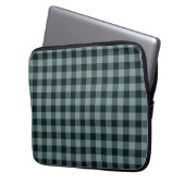 Blau-schwarzes Gingham-Karomuster Laptopschutzhülle (Vorderseite Links)