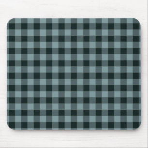 Blau-schwarzes Gingham-Karomuster Mousepad