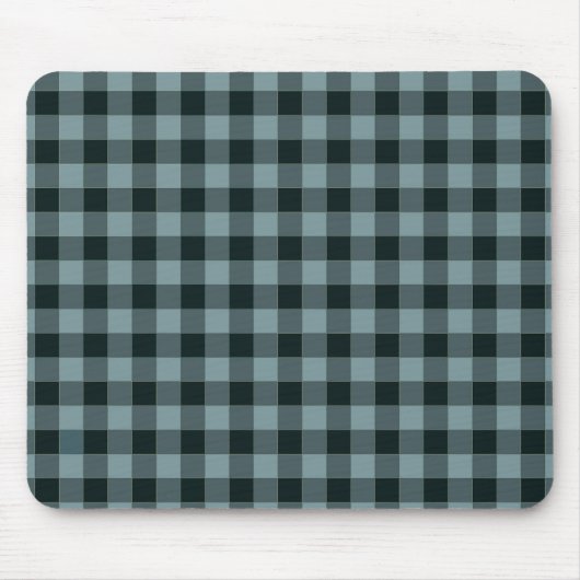 Blau-schwarzes Gingham-Karomuster Mousepad (Vorne)