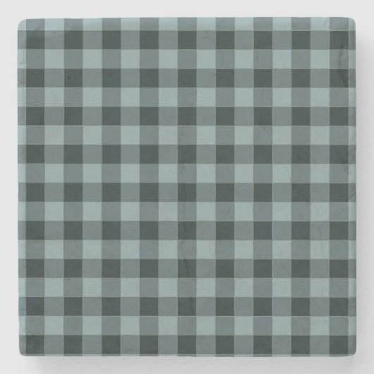 Blau-schwarzes Gingham-Karomuster Steinuntersetzer (Vorderseite)