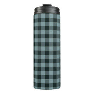 Blau-schwarzes Gingham-Karomuster Thermosbecher