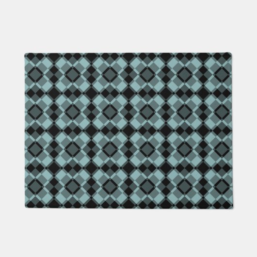 Blau-schwarzes Karo-Argyle-Muster Fußmatte (Vorderseite)