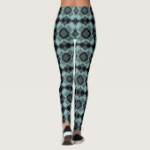 Blau-Schwarzes Karo-Argyle-Muster Leggings (Rückseite)