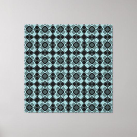 Blau-schwarzes Karo-Argyle-Muster Leinwanddruck (Vorderseite)