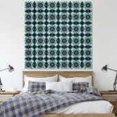 Blau-schwarzes Karo-Argyle-Muster Leinwanddruck (Insitu (Schlafzimmer))