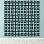 Blau-schwarzes Karo-Argyle-Muster Leinwanddruck (Insitu (Holzboden))