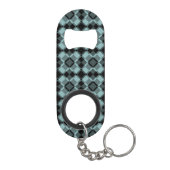 Blau-schwarzes Karo-Argyle-Muster Mini Flaschenöffner (Rückseite)