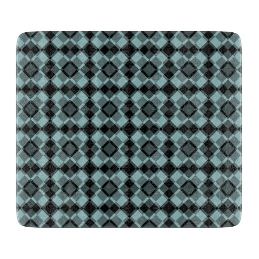 Blau schwarzes Karo-Argyle-Muster Schneidebrett (Vorderseite)