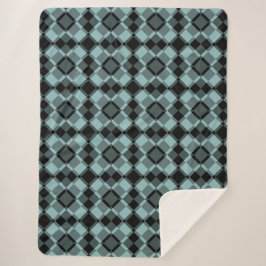 Blau-schwarzes Karo-Argyle-Muster Sherpadecke