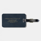 Blau-Schwarzes Kunstleder mit goldenen Kreisen und Gepäckanhänger (Rückseite horizontal)