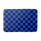 Blau-schwarzes Schachbrettmuster Badematte (Vorderseite)