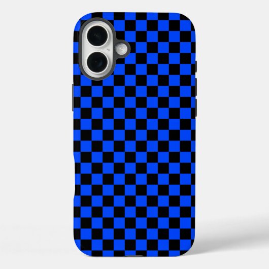 Blau-schwarzes Schachbrettmuster Case-Mate iPhone Hülle (Rückseite)