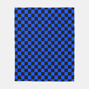 Blau-schwarzes Schachbrettmuster Fleecedecke