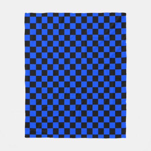 Blau-schwarzes Schachbrettmuster Fleecedecke (Vorderseite)