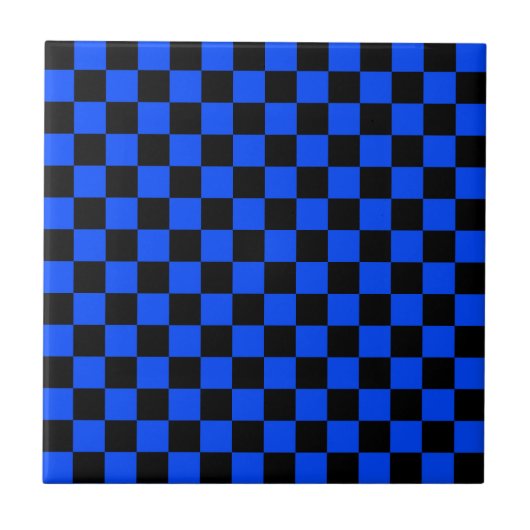 Blau-schwarzes Schachbrettmuster Fliese (Vorderseite)
