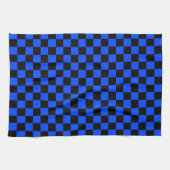 Blau-schwarzes Schachbrettmuster Geschirrtuch (Horizontal)