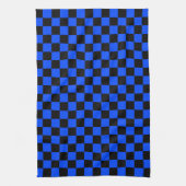 Blau-schwarzes Schachbrettmuster Geschirrtuch (Vertikal)