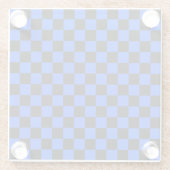 Blau-schwarzes Schachbrettmuster Glasuntersetzer (Rückseite)