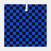 Blau-schwarzes Schachbrettmuster Ornament Aus Glas (Rückseite)