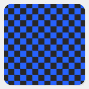 Blau-schwarzes Schachbrettmuster Quadratischer Aufkleber