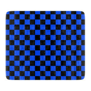 Blau-schwarzes Schachbrettmuster Schneidebrett