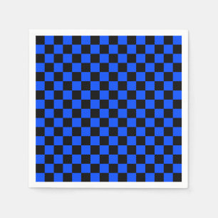 Blau-schwarzes Schachbrettmuster Serviette