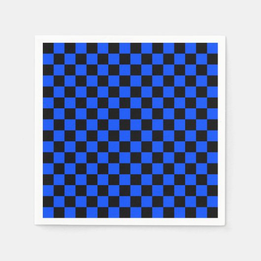 Blau-schwarzes Schachbrettmuster Serviette (Vorderseite)